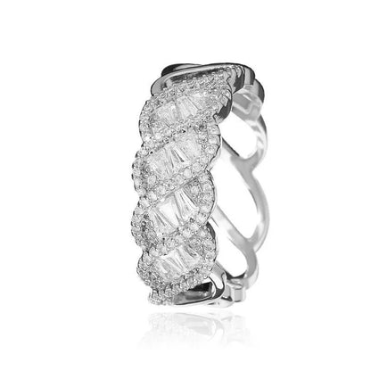 Irregular Pattern Women’s Ring With Bezel Setting, Electroplated Copper And Zircon Inlay