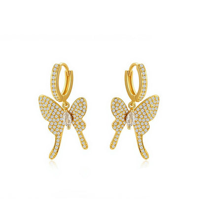 Butterfly Stud Earrings For Women Featuring Electroplated Finish With Copper Ear Pins