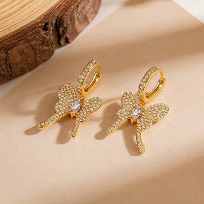 Butterfly Stud Earrings For Women Featuring Electroplated Finish With Copper Ear Pins