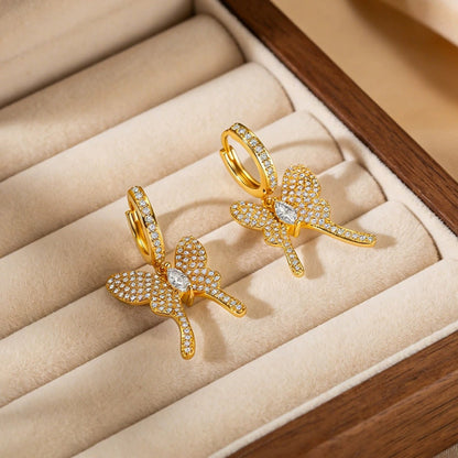 Butterfly Stud Earrings For Women Featuring Electroplated Finish With Copper Ear Pins