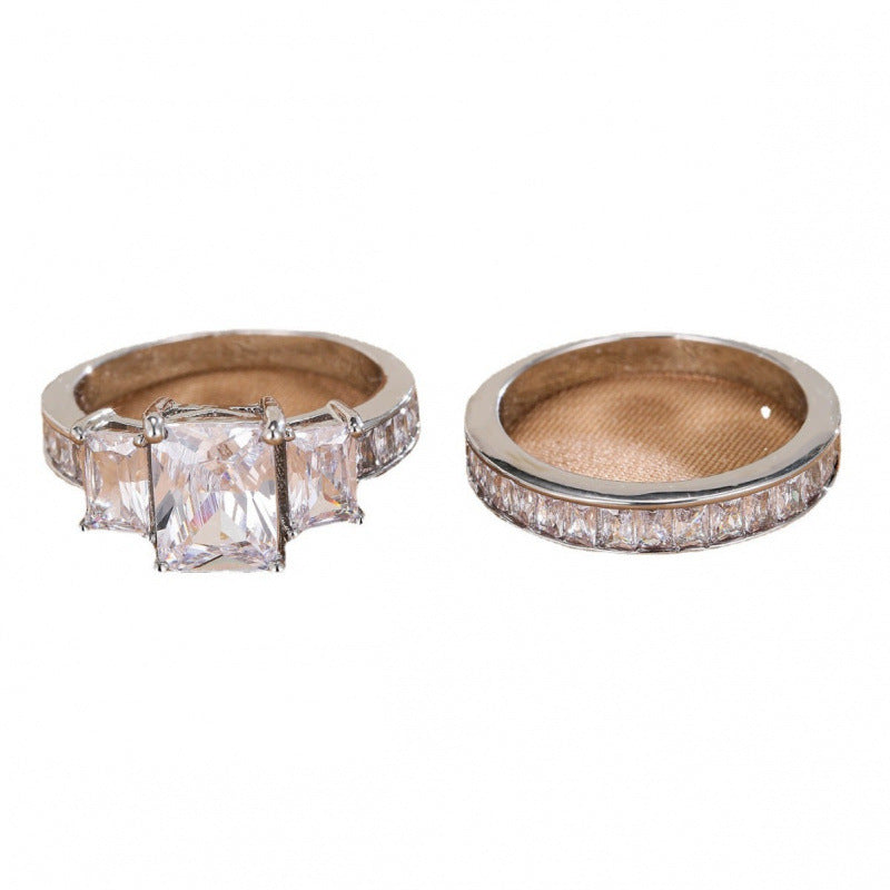 Geometric Copper Ring For Women In Simple Style With Golden Electroplated Finish