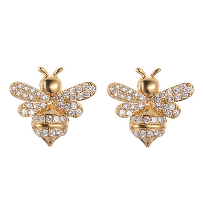 Bee Stud Earrings For Women In Gold Copper With 925 Sterling Silver Posts Featuring