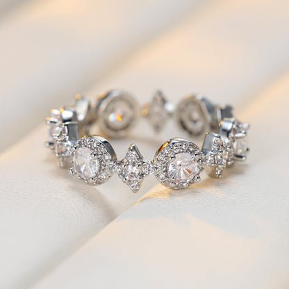 Women’s Copper Star Ring With Zircon Inlay In Silver, Perfect Birthday Gift