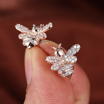 Bee Stud Earrings For Women In Gold Copper With 925 Sterling Silver Posts Featuring