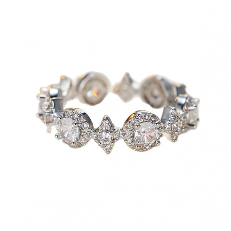 Women’s Copper Star Ring With Zircon Inlay In Silver, Perfect Birthday Gift
