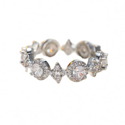 Women’s Copper Star Ring With Zircon Inlay In Silver, Perfect Birthday Gift