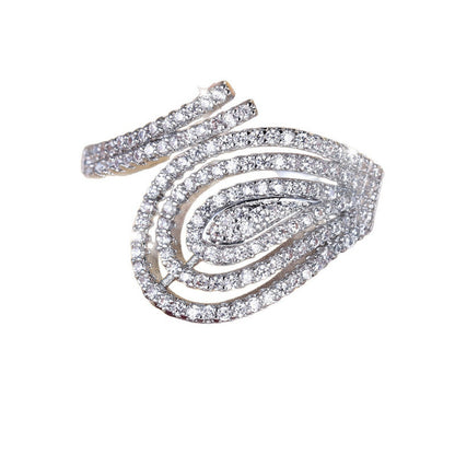 Water Droplets Open Rings For Women In Gold Copper With Zircon Inlay
