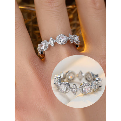 Women’s Copper Star Ring With Zircon Inlay In Silver, Perfect Birthday Gift