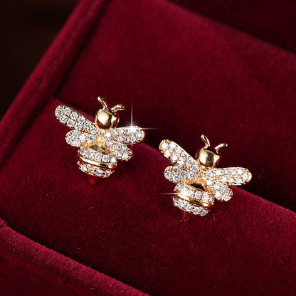 Bee Stud Earrings For Women In Gold Copper With 925 Sterling Silver Posts Featuring