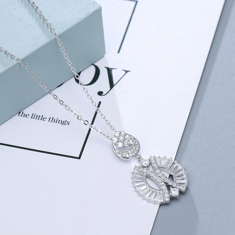 Rose Gold Floral Pendant Necklace With Zircon Inlay And Electroplated Finish, Featuring A Delicate Cable Chain