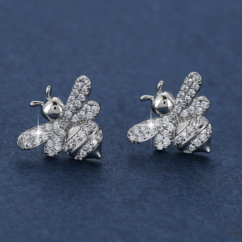 Bee Stud Earrings For Women In Gold Copper With 925 Sterling Silver Posts Featuring