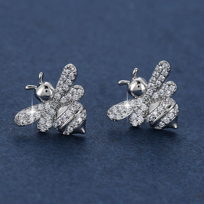 Bee Stud Earrings For Women In Gold Copper With 925 Sterling Silver Posts Featuring