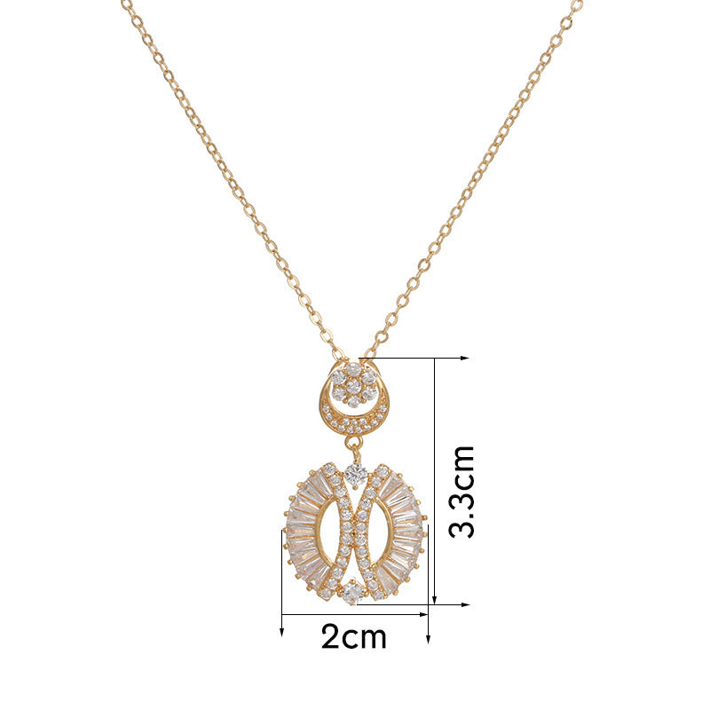 Rose Gold Floral Pendant Necklace With Zircon Inlay And Electroplated Finish, Featuring A Delicate Cable Chain