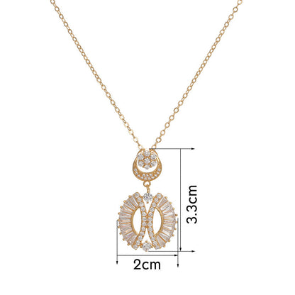 Rose Gold Floral Pendant Necklace With Zircon Inlay And Electroplated Finish, Featuring A Delicate Cable Chain