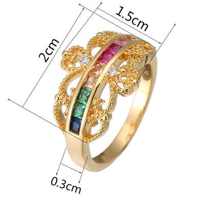 Women’s Crown Ring In Electroplated Copper With Zircon Inlay, Available In Colour