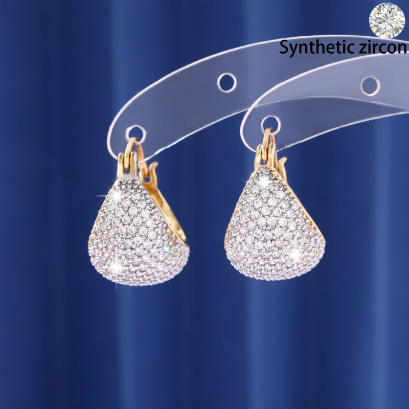 White Flowers Stud Earrings For Women Featuring Copper With 925 Sterling Silver Posts And Zircon Inlay