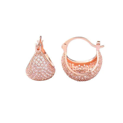 White Flowers Stud Earrings For Women Featuring Copper With 925 Sterling Silver Posts And Zircon Inlay