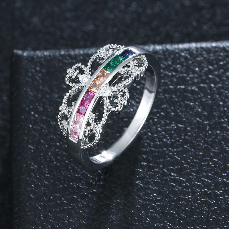 Women’s Crown Ring In Electroplated Copper With Zircon Inlay, Available In Colour