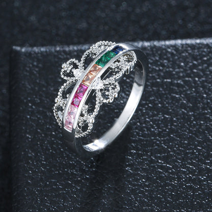 Women’s Crown Ring In Electroplated Copper With Zircon Inlay, Available In Colour