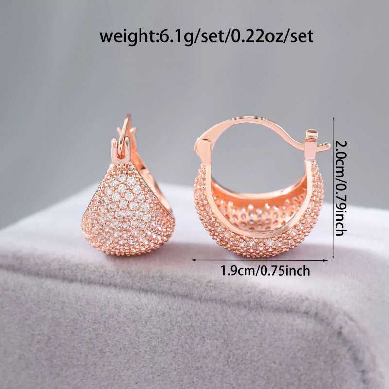 White Flowers Stud Earrings For Women Featuring Copper With 925 Sterling Silver Posts And Zircon Inlay