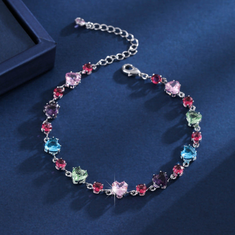 Luxurious Round Copper Bracelet For Women With Zircon Inlay In Colour