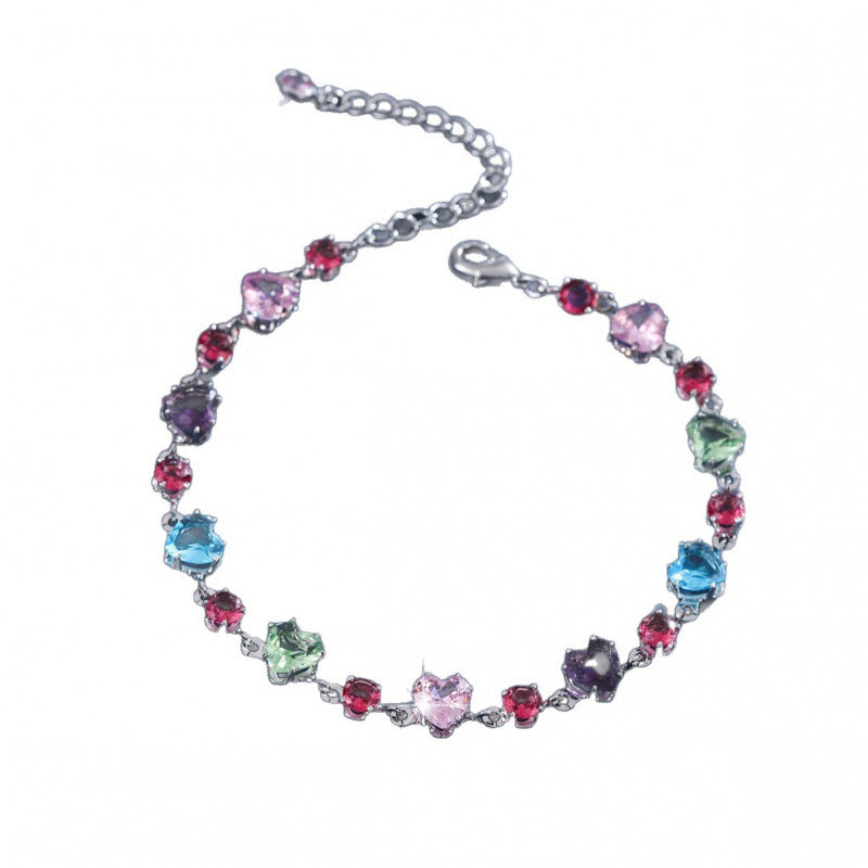 Luxurious Round Copper Bracelet For Women With Zircon Inlay In Colour