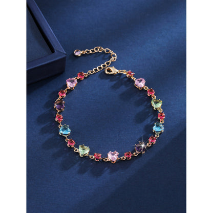 Luxurious Round Copper Bracelet For Women With Zircon Inlay In Colour