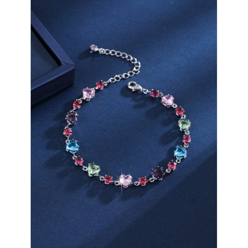 Luxurious Round Copper Bracelet For Women With Zircon Inlay In Colour