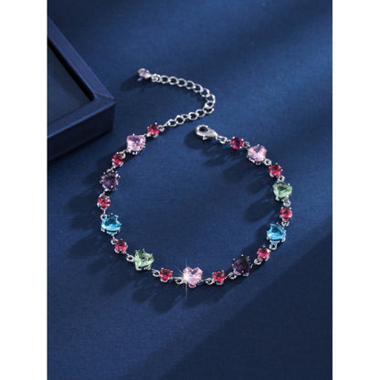 Luxurious Round Copper Bracelet For Women With Zircon Inlay In Colour