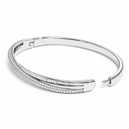 Irregular Copper Bangle For Women In Simple Style With Electroplated Gold Plating And Zircon Inlay