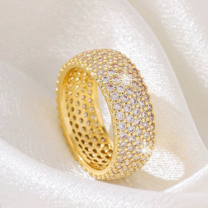 Oval Copper Ring For Women With Zircon Inlay, Perfect For Daily Wear In Summer
