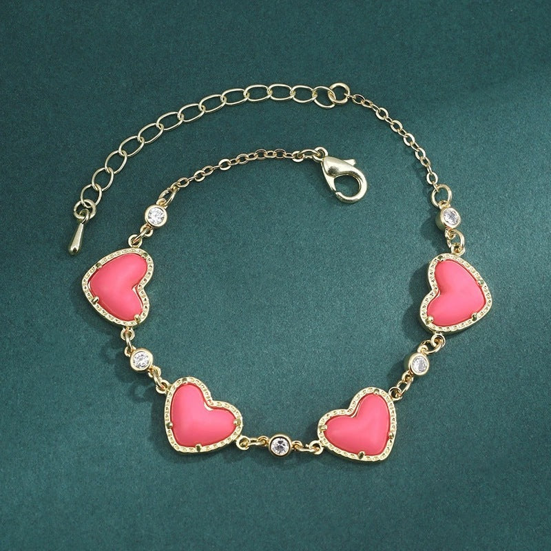 Heart Shape Copper Bracelet For Women With Electroplated Gold Plating In Elegant Gold Color