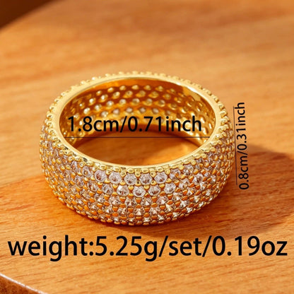 Oval Copper Ring For Women With Zircon Inlay, Perfect For Daily Wear In Summer