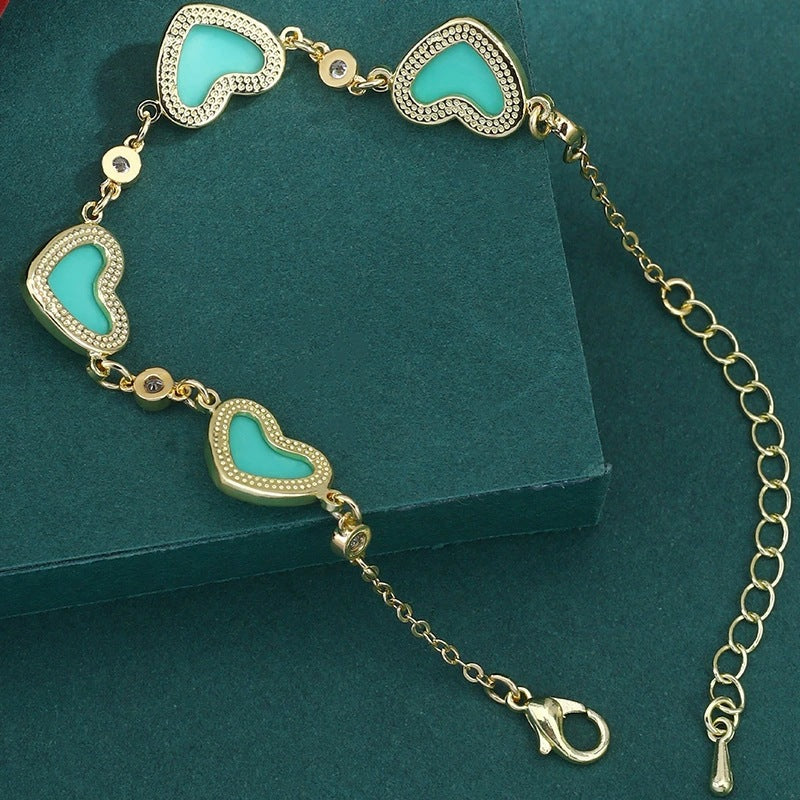 Heart Shape Copper Bracelet For Women With Electroplated Gold Plating In Elegant Gold Color