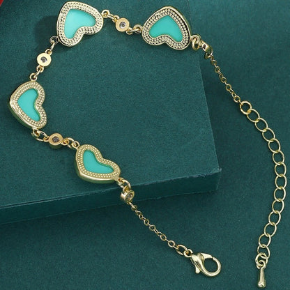 Heart Shape Copper Bracelet For Women With Electroplated Gold Plating In Elegant Gold Color