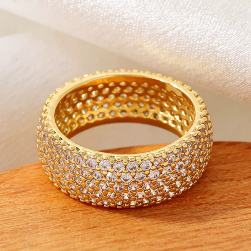 Oval Copper Ring For Women With Zircon Inlay, Perfect For Daily Wear In Summer
