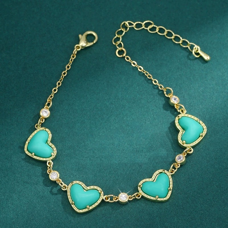 Heart Shape Copper Bracelet For Women With Electroplated Gold Plating In Elegant Gold Color