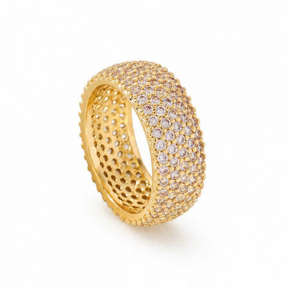 Oval Copper Ring For Women With Zircon Inlay, Perfect For Daily Wear In Summer