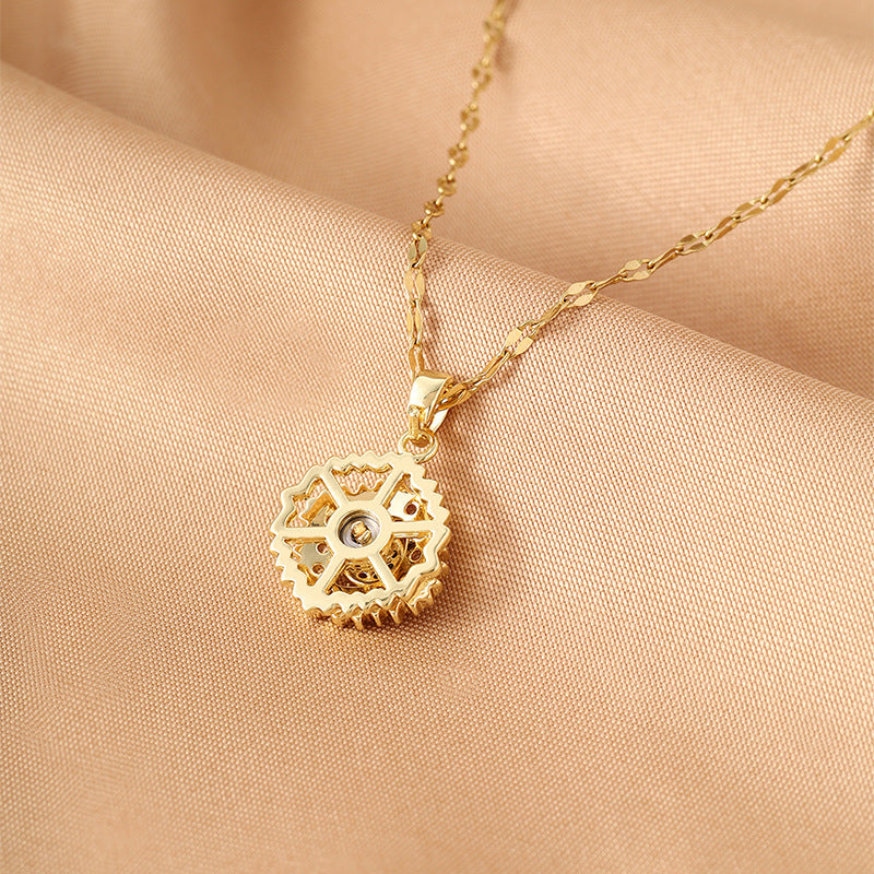 Devil's Eye Rotatable Pendant Necklace For Women In Copper With Zircon Inlay And Cable Chain