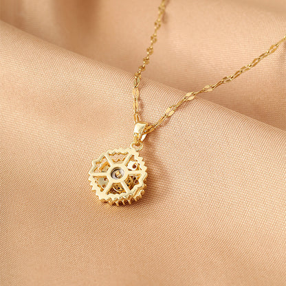 Devil's Eye Rotatable Pendant Necklace For Women In Copper With Zircon Inlay And Cable Chain