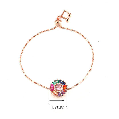 Simple Style Geometric Copper Bracelet For Women With Electroplated Gold Plating And Zircon Inlay