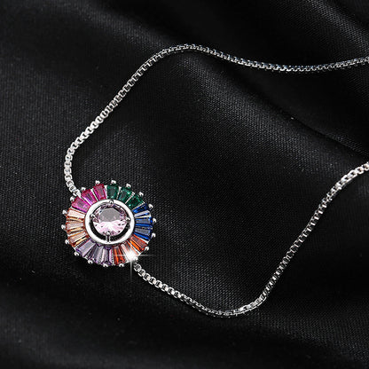 Simple Style Geometric Copper Bracelet For Women With Electroplated Gold Plating And Zircon Inlay