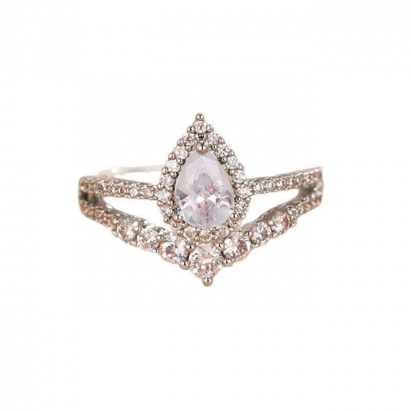 Women’s Open Rings Featuring Water Droplets Design In Copper With 14K Real Gold Electroplated Finish, Available In Gold