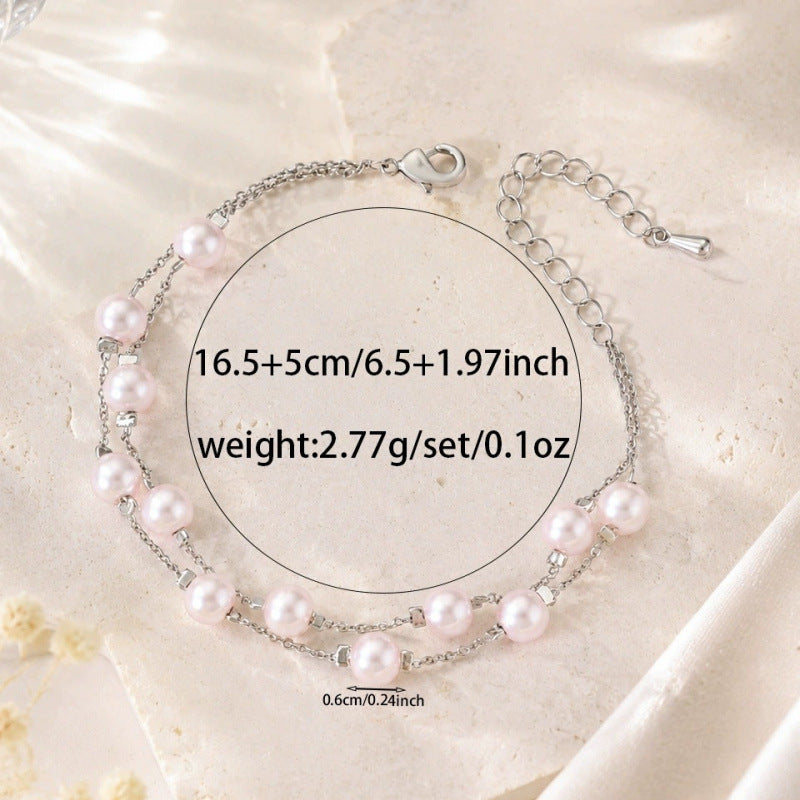 Elegant Pearl Bracelet For Women With Copper Slider Chain, Electroplated Gold Plating Process