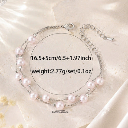Elegant Pearl Bracelet For Women With Copper Slider Chain, Electroplated Gold Plating Process