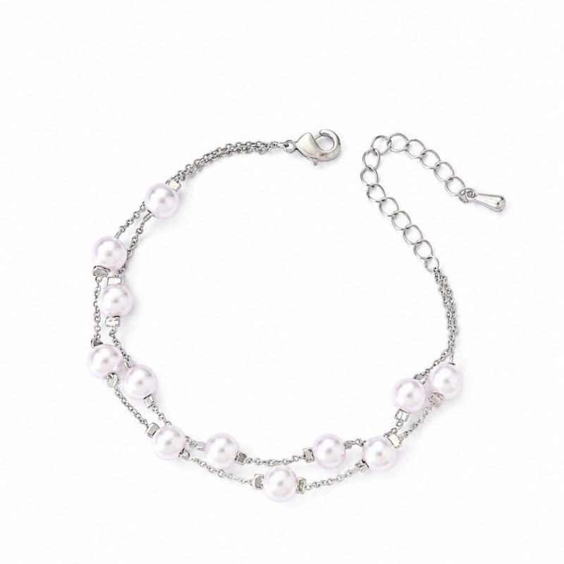 Elegant Pearl Bracelet For Women With Copper Slider Chain, Electroplated Gold Plating Process