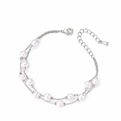 Elegant Pearl Bracelet For Women With Copper Slider Chain, Electroplated Gold Plating Process