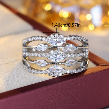 Elegant Crossover Rings For Women In Electroplated Copper With Zircon Inlay