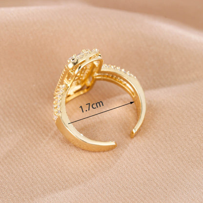 Simple Style Geometric Open Rings For Women In Electroplated Copper With Zircon Inlay