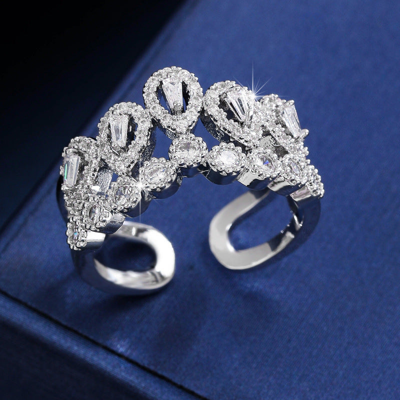 Water Droplets Open Rings For Women In Gold Copper With Zircon Inlay
